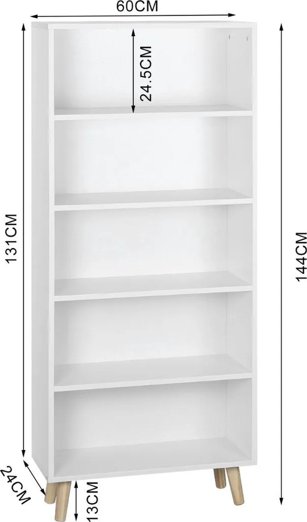 Rangement Gain de Place Bibliothèque Bolt Edge Blanche 4 Niveaux MDF - 4