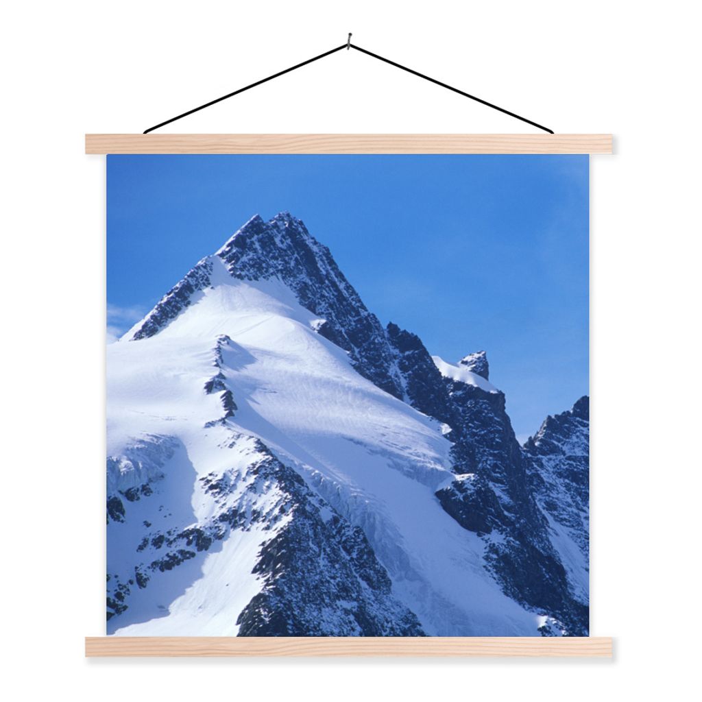 MuchoWow Textilposter Der österreichische Großglockner mit Bergen in Europa 120x120 cm mit holzfarbenen Rahmen - Textil-Poster