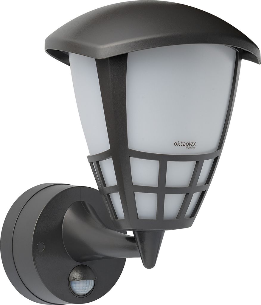 Oktaplex Außenwandleuchte mit Bewegungsmelder wechselbares E27 Leuchtmittel Außenlampe IP54 230V anthrazit