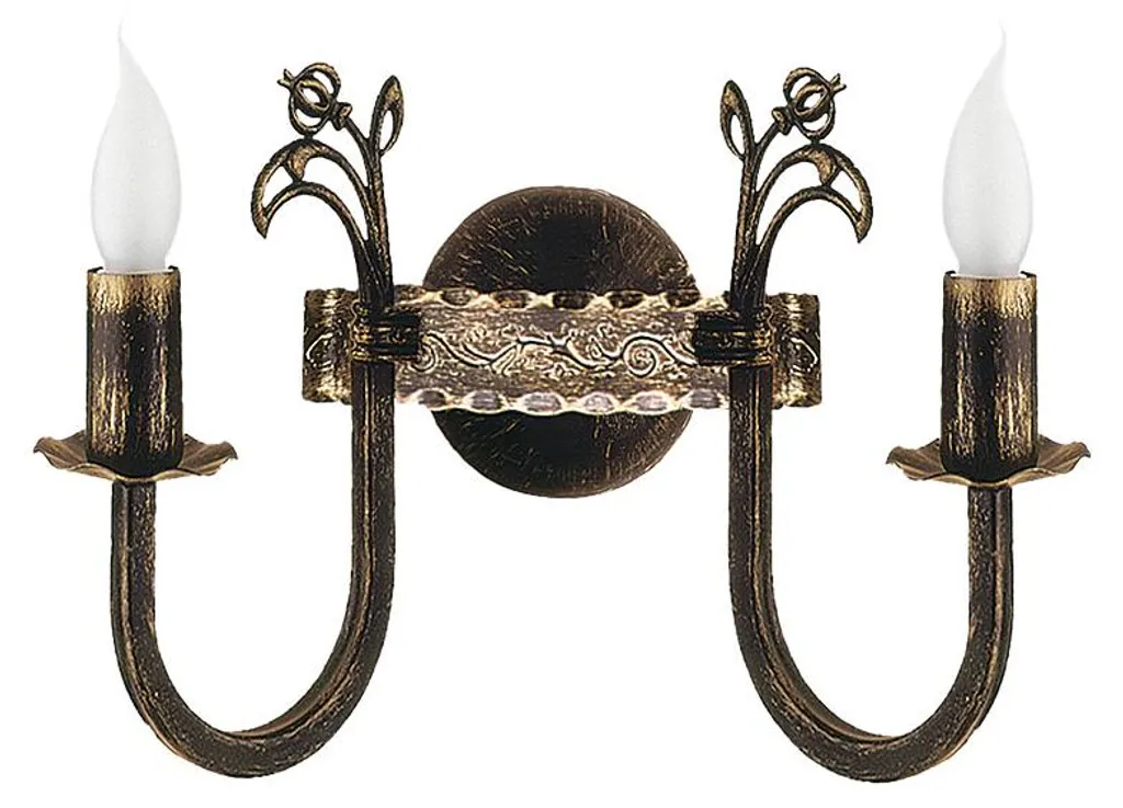 Luminaire Mural Double E14 KORONA 25x28cm en Métal Effet Bronze Vieilli