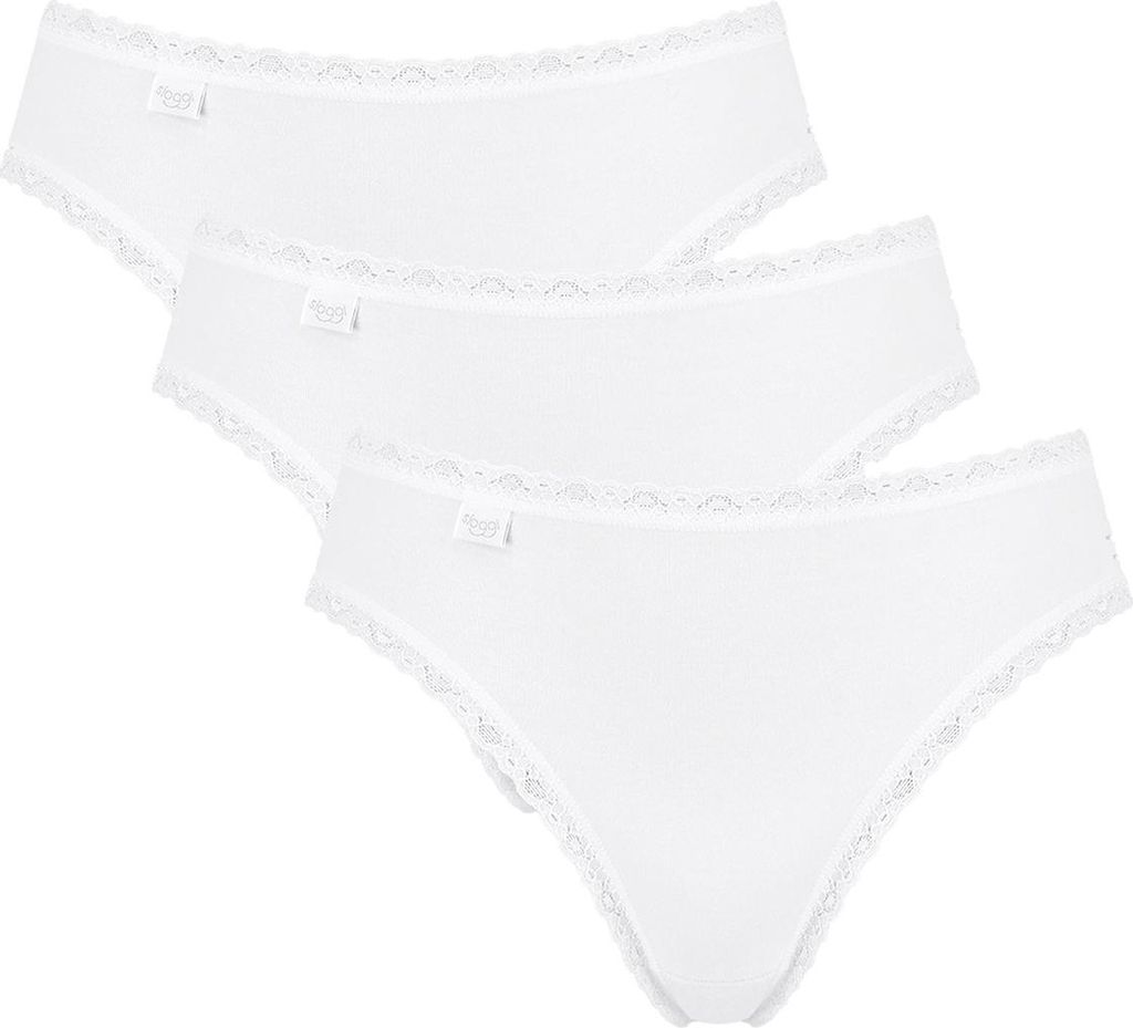 sloggi Damen Tai-Slip 3-Pack 24/7 Baumwolle Lace - WHITE - Größe 48