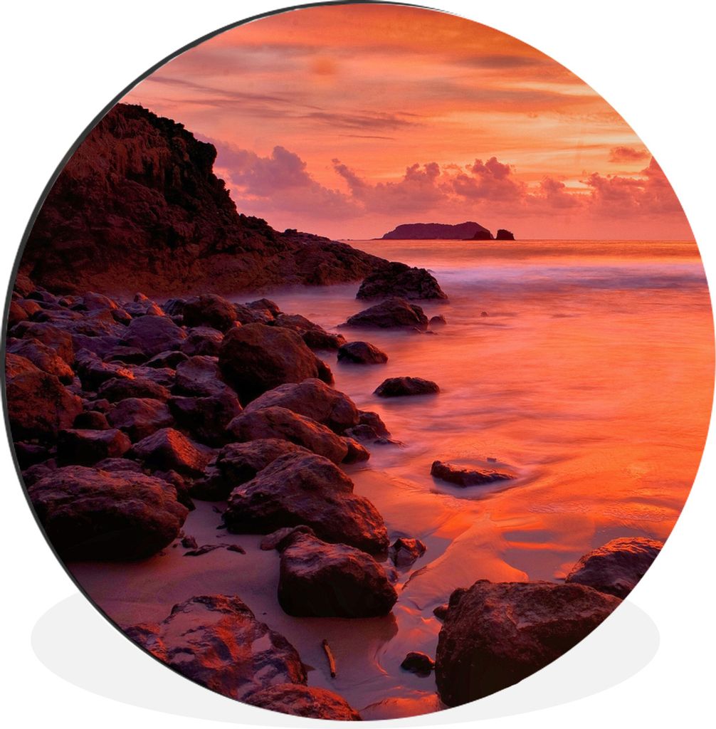 MuchoWow Aluminium Wandkreis Der Strand von Manuel Antonio in Costa Rica Ø 90 cm Wanddeko Modern Wohnzimmer - Mauerkreis - Wandbilder - Runde Bi...