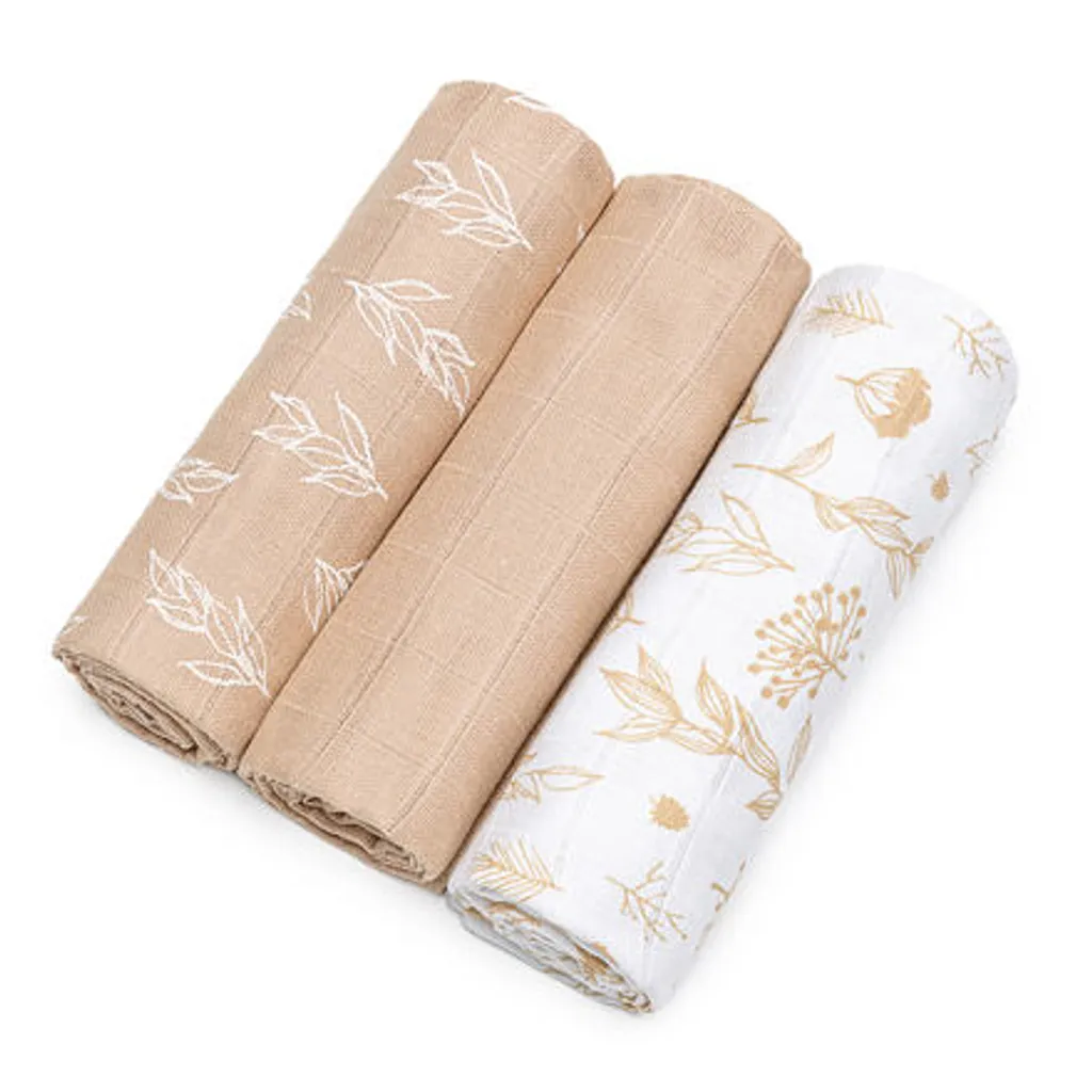Langes en Coton T-Tomi Tetra Plantes pour Soins et Sommeil de Bébé - 3pcs