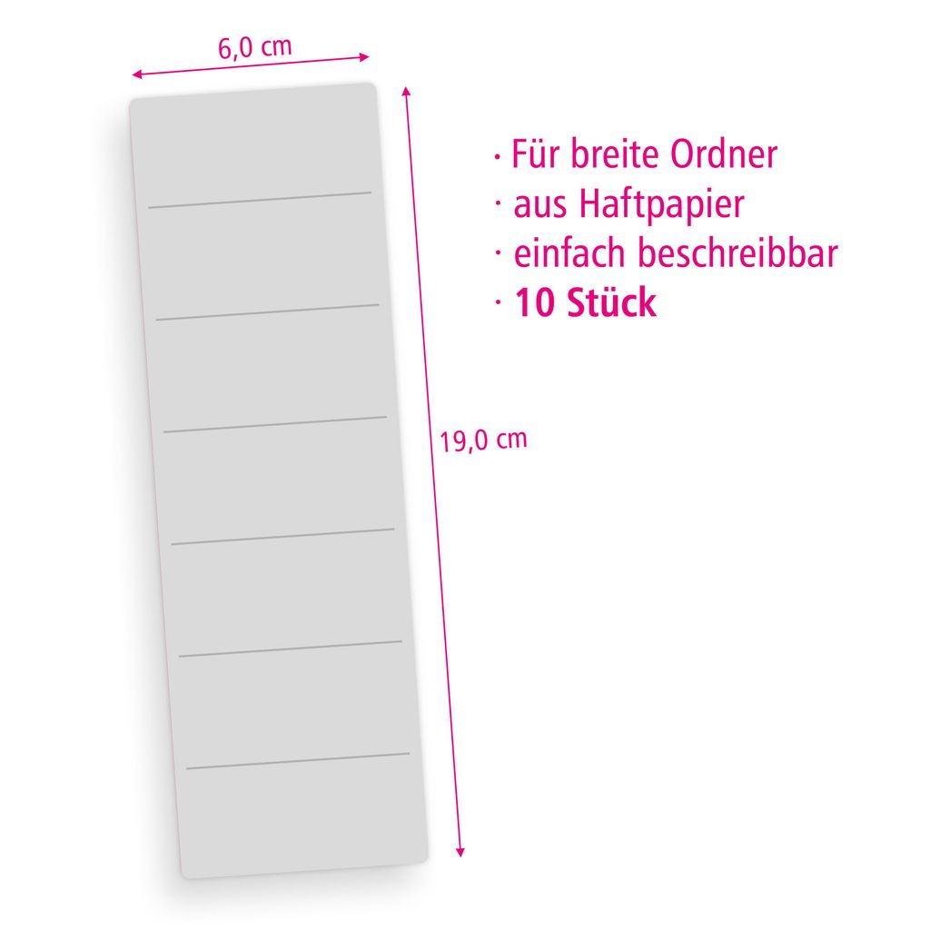 Ordner Aufkleber Rückenschild Etikett breit und schmal bunt