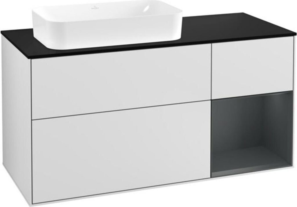V&B Waschtischunterschrank Wandbeleuchtung Finion 120cm, Pl b m, Rg r md b m La, wh. m Lac