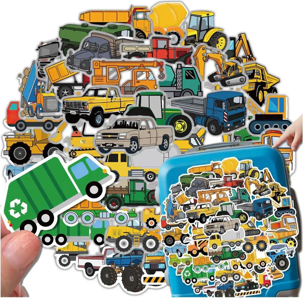 LKW-Aufkleber-Set, 50 bunte Aufkleber, zum Basteln für Kinder