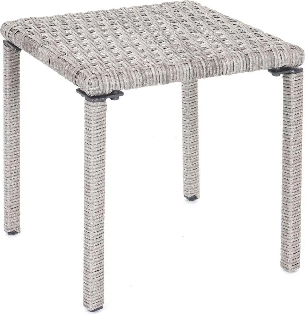 Bain de soleil de jardin en rotin synthétique gris avec matelas moelleux