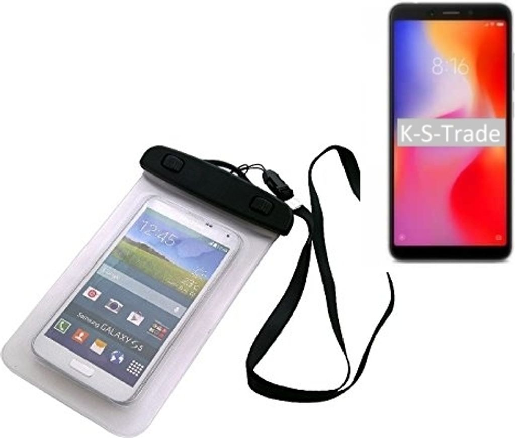 K-S-Trade Schutz Hülle Handy Hülle Kompatibel mit Xiaomi Redmi 6 Pro Beach Bag wasserdicht 16cm x 10cm Schutzhülle Staub Sand Flachwasser Beachbag