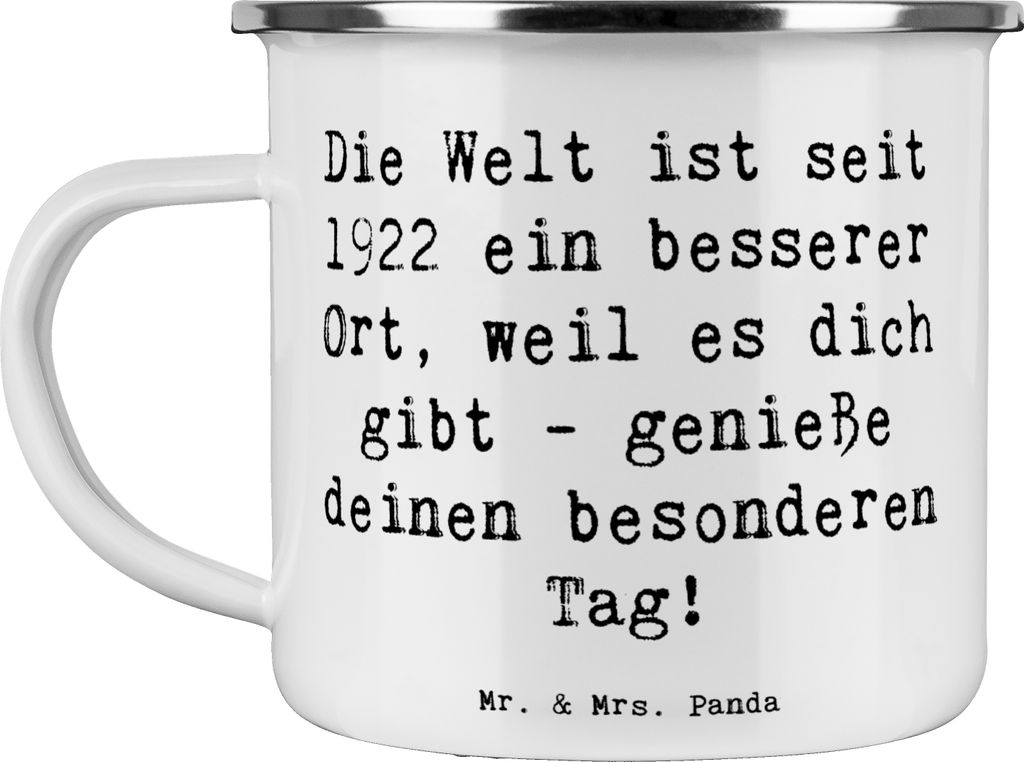Mr. & Mrs. Panda Pott Spruch 1922 Geburtstag - Weiß - Geschenk, Jubiläum, wanderbecher, Emaille Tasse, Kaffeepott, Teetasse, Geburtstagsgeschenk,...