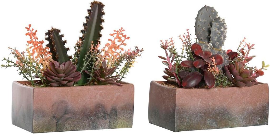 DKD Home Decor Dekorative Pflanze 19 x 9 x 22 cm Rosa Orange Kaktus Gum Eva Polypropylen (2 Stück)