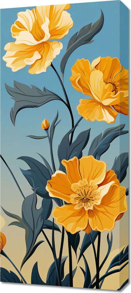 Bild 40x90cm Goldene Blumenmorgen