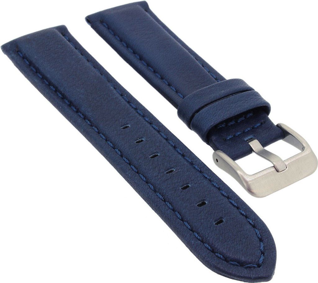 EULIT | Montreal Uhrenarmband | Rindleder, matt | blau 35083, Stegbreite:18mm, Schließe:Silbern