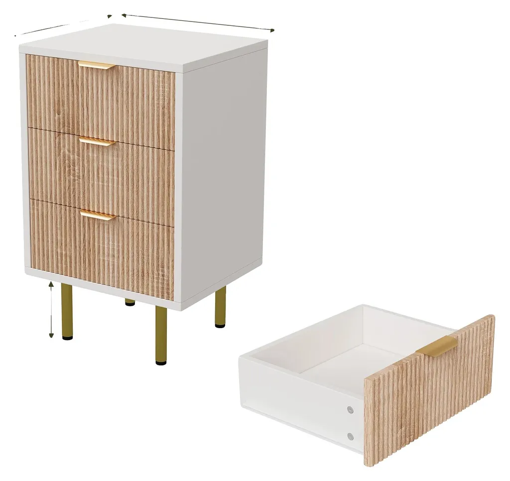 Commode Design Moderne ADPB-66-3 Lot de 2 Buffet de Rangement Blanc