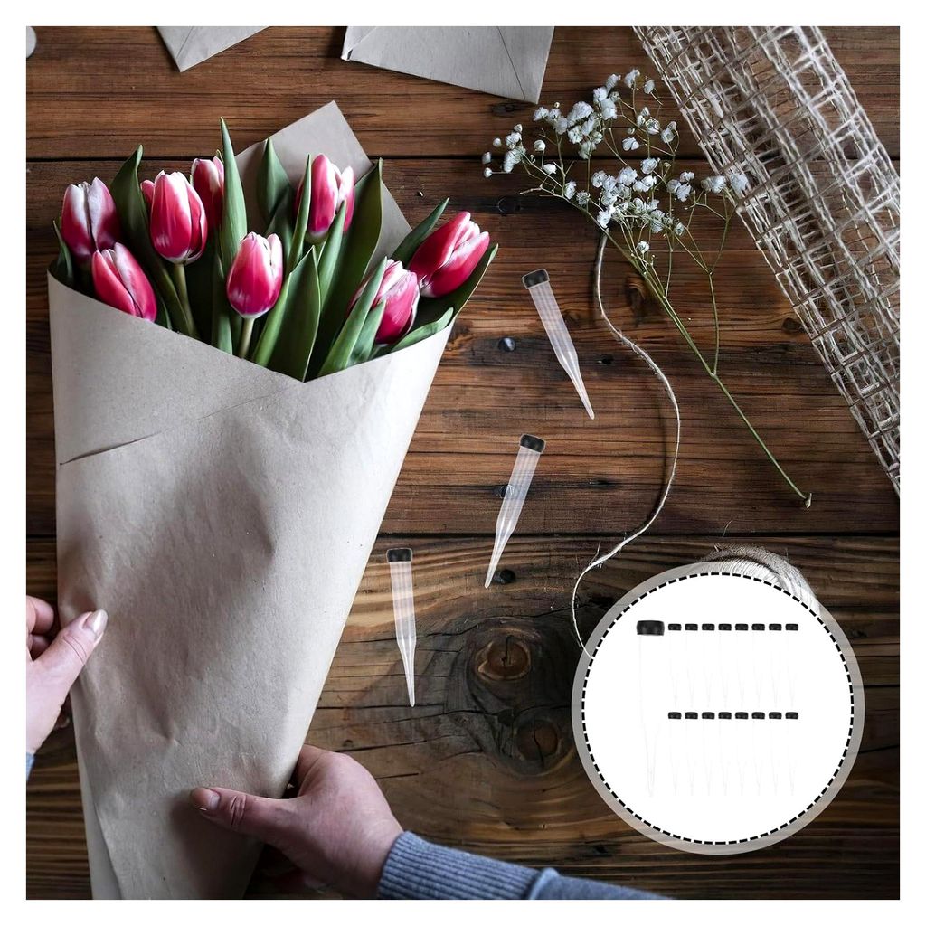 50 Stück transparente Kunststoff-Blumenwasserrohre 12 cm mit Deckel für Blumenarrangements und Floristenbedarf zur Frischhaltung