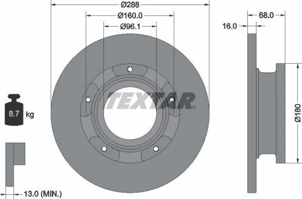Disque de frein Textar 93260703 évite les vibrations sur Ford Transit