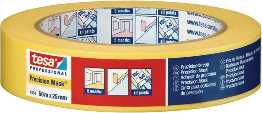 tesa 4334 Präzisionskrepp PLUS 50 m × 50 mm gelb 3 Stk