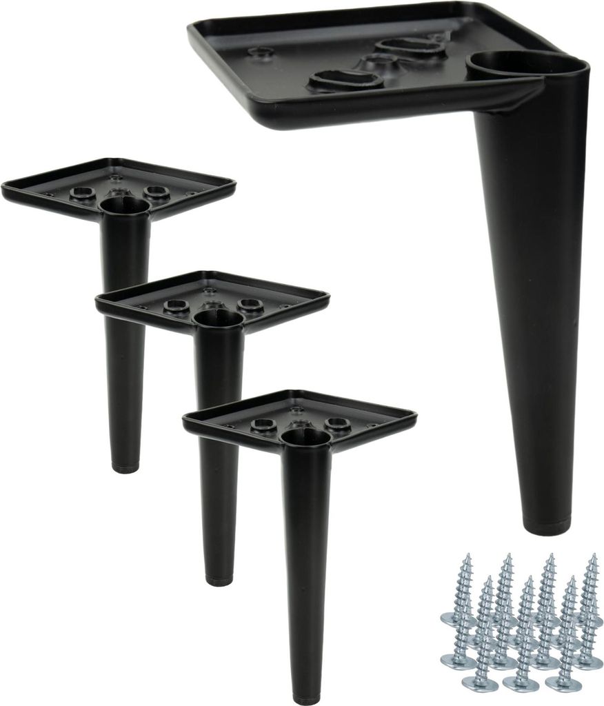 4er Set Möbelbeine Spiole Schwarz Matt 15 cm - Metallfüße für Polstermöbel, inkl. Schrauben, elegantes und langlebiges Design für stilvolle I...