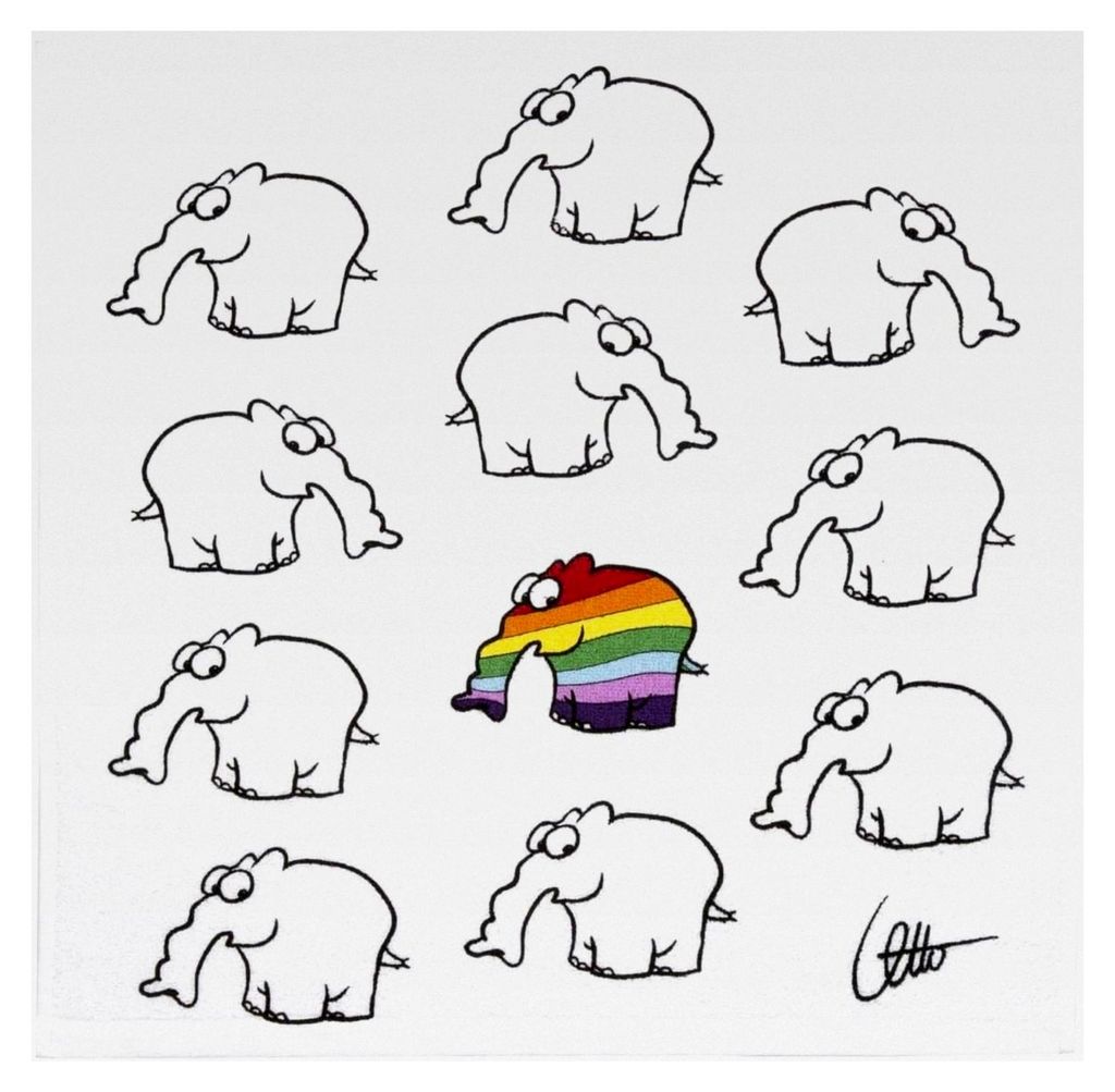 Geschirrtuch Frottier 100% Baumwolle Ottifant Rainbow 50x50 cm