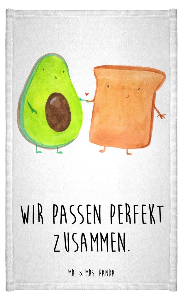 Mr. & Mrs. Panda Handtuch Avocado Toast - Weiß - Geschenk, Gästehandtuch 30x50, Gäste-WC, Frotteehandtuch, Toastbrot, badezimmer, Frotteetuch, F...