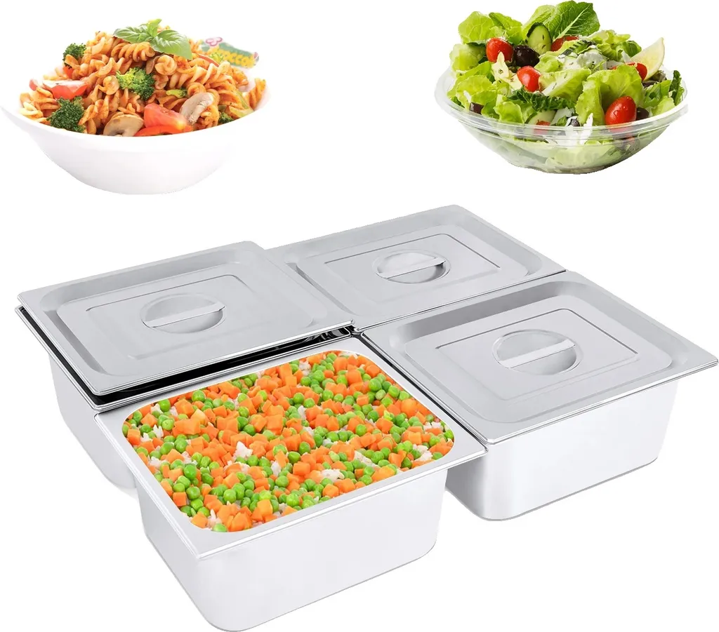 4 Contenitori Inox Buffet 7L Offerta | Resistenti e Profondi 15cm