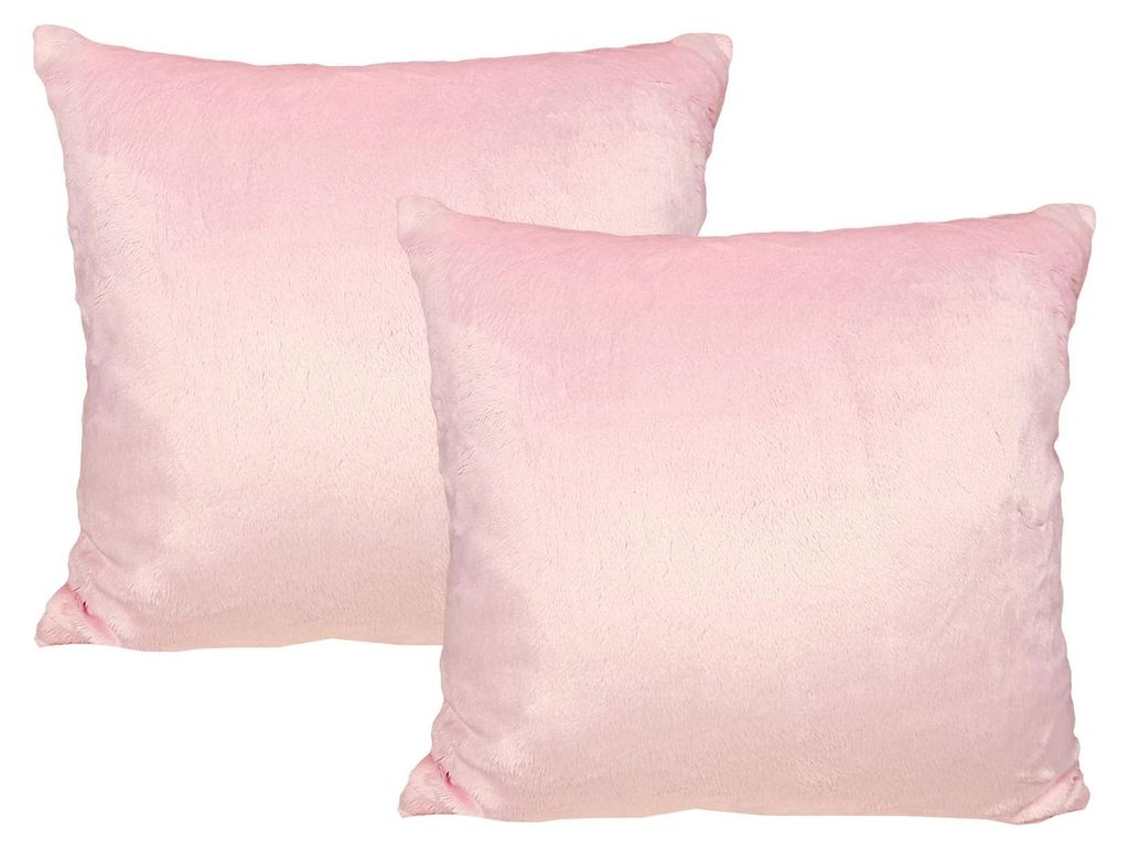 JACK 2er Set Teddy Flausch Kissen Dekokissen flauschig kuschlig weich, Farbe:Rosa, Größe:40 x 40 cm