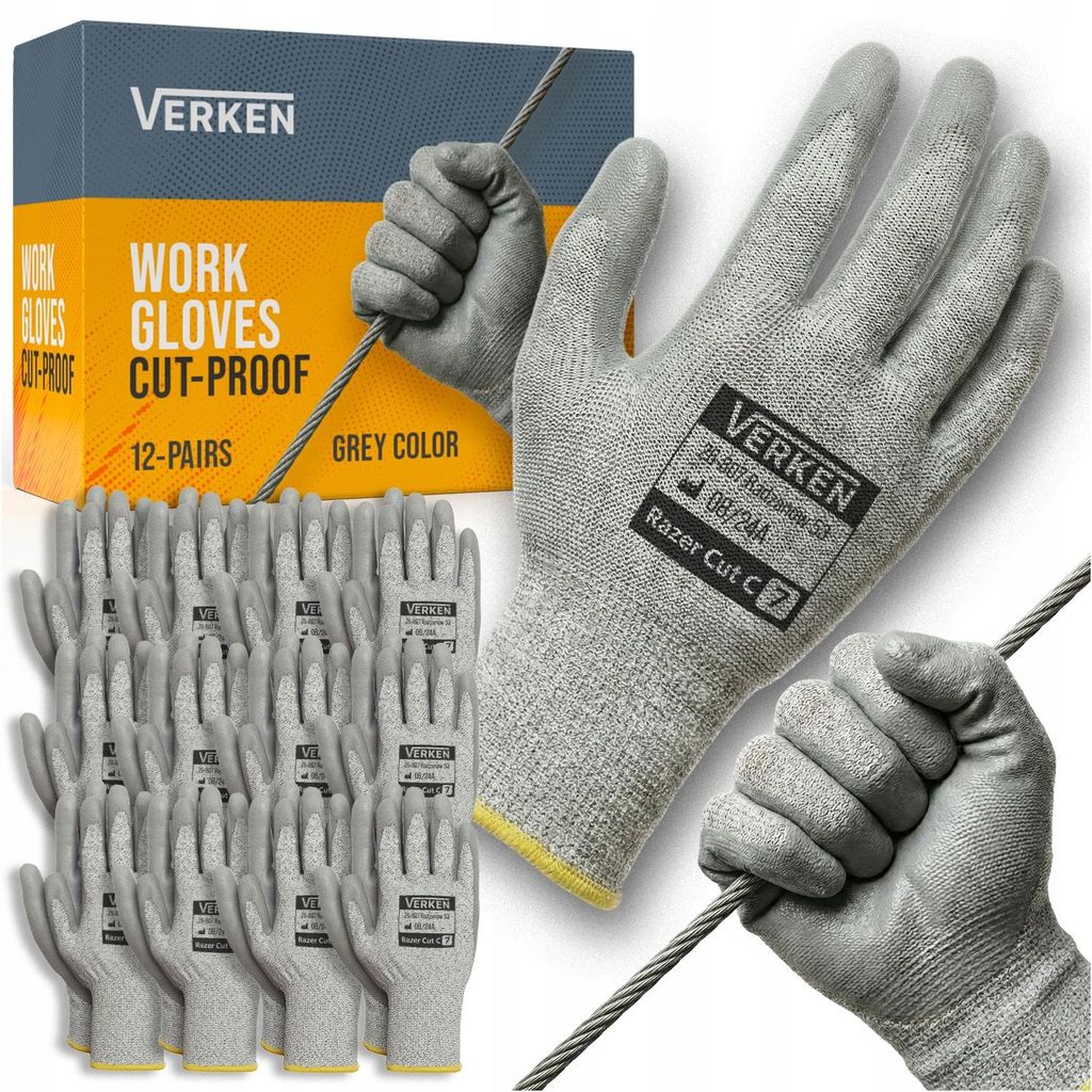 Schnittfeste Arbeitshandschuhe Aus Polyurethan, 12Er-Pack, Grösse 9/L