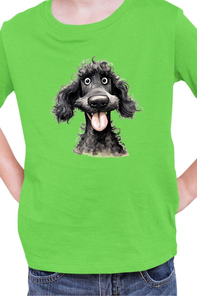 Kinder T-Shirt Funny Dogs Breeds Standard Poodle Dog Breed 020, 3-4 Jahr - 104 / Lime