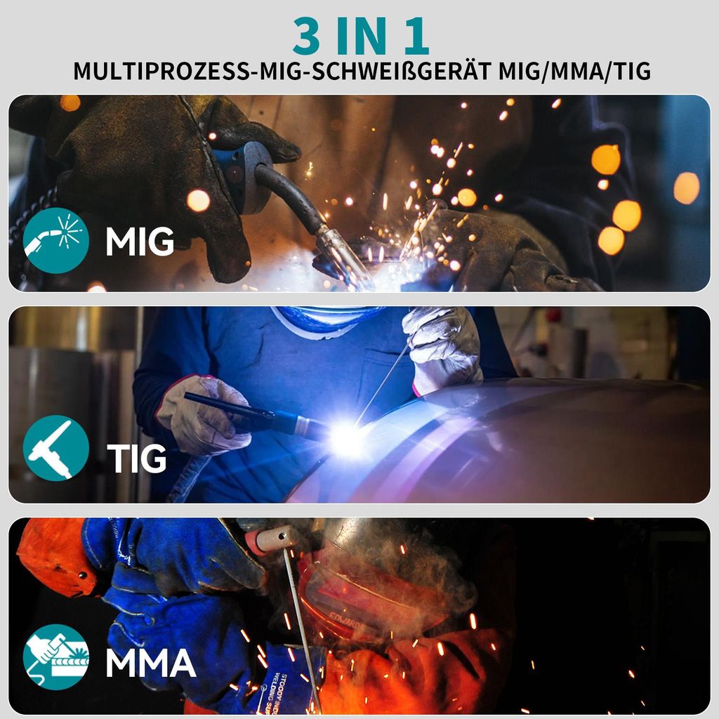 6in1 MIG/CUT/TIG/MMA Schweißgerät Gas/Gaslos 250A Schweißgerät Plasmaschneider