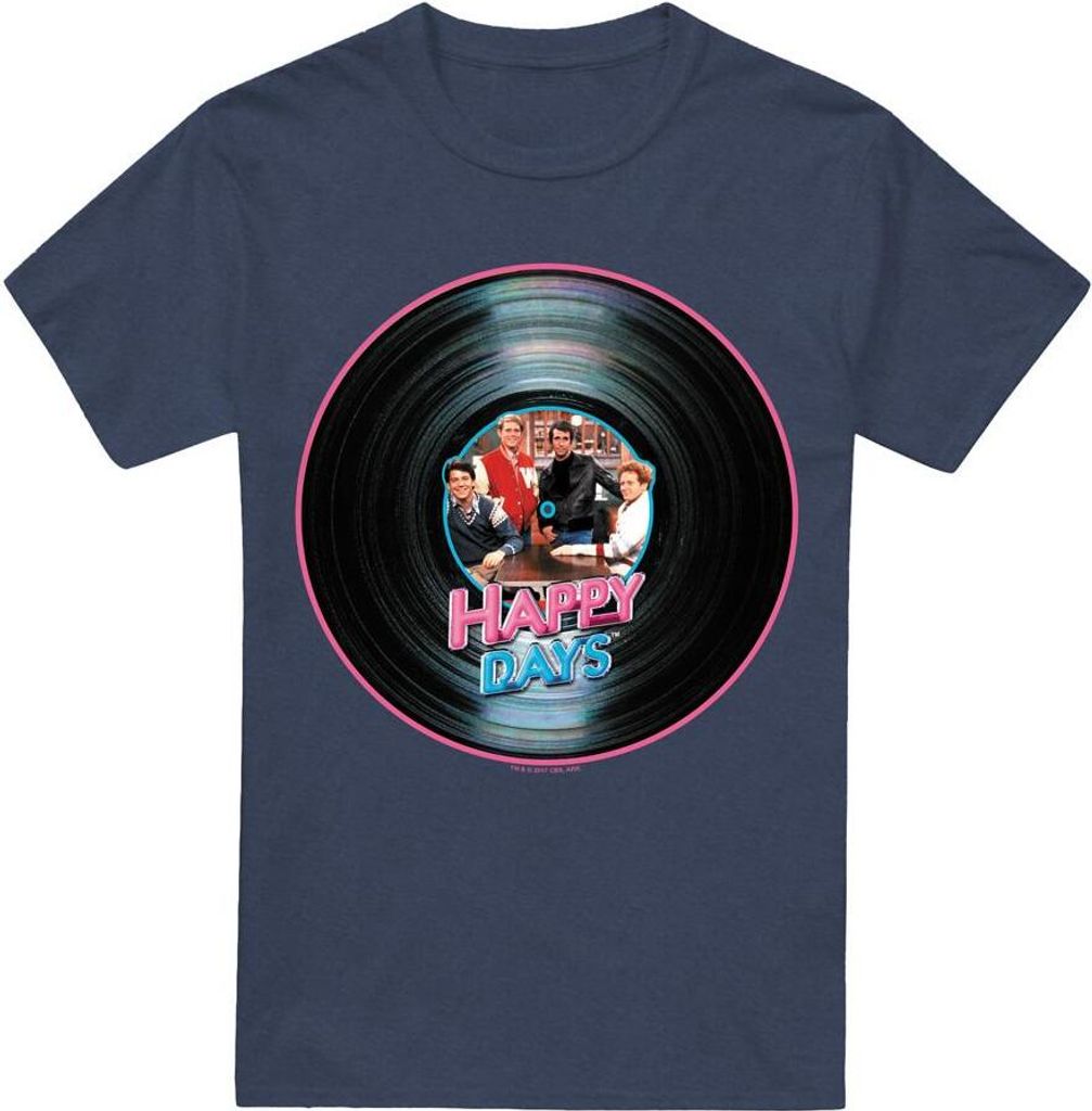Happy Days - "On the Record" T-Shirt für Herren/Damen Uni TV17560 (L) (Marineblau)