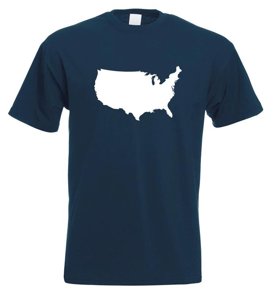 Kiwistar - T-Shirt - Navy - USA - Vereinigte Staaten Umriss Herren Funshirt Bedruckt Design Sprüche Spruch Motive - mit Motiv Bedruckt - Funshirt ...
