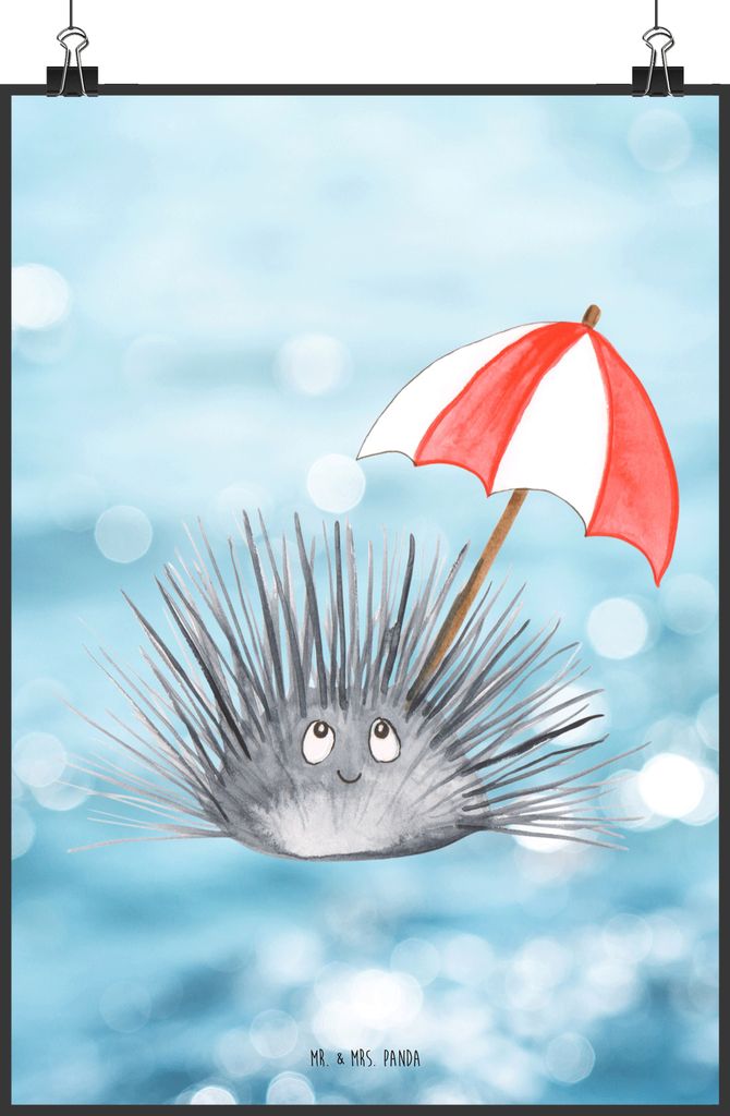Mr. & Mrs. Panda Bild Seeigel DIN A0 - Oceanblue - Geschenk, Selbstliebe, drucke, Leben, Kunstdruck, Wandbild, wanddeko, Achtsamkeit, Meer, Lebe, H...