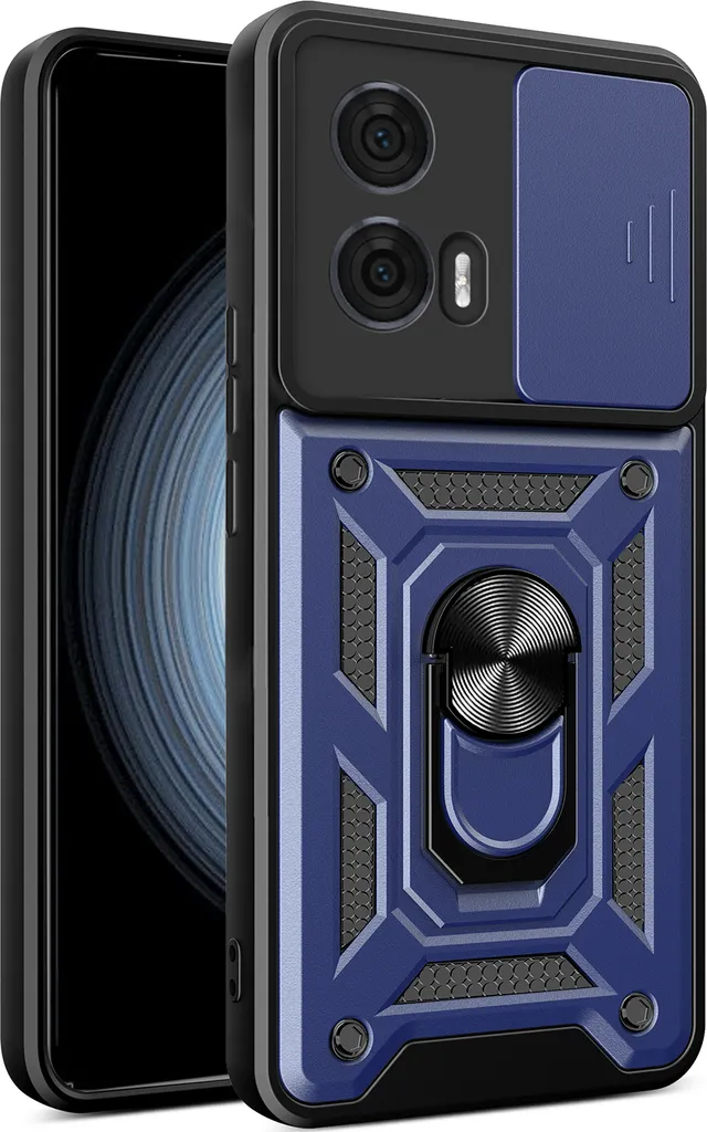 Custodia per Motorola Edge 50 Fusion, Custodia in silicone TPU Bumper con supporto ad anello, protezione per fotocamera Blu