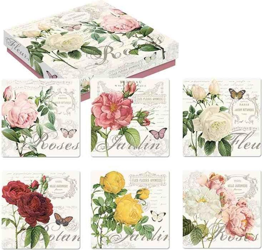 Korkuntersetzer - Edelrosen - 6er Set Produktbild 