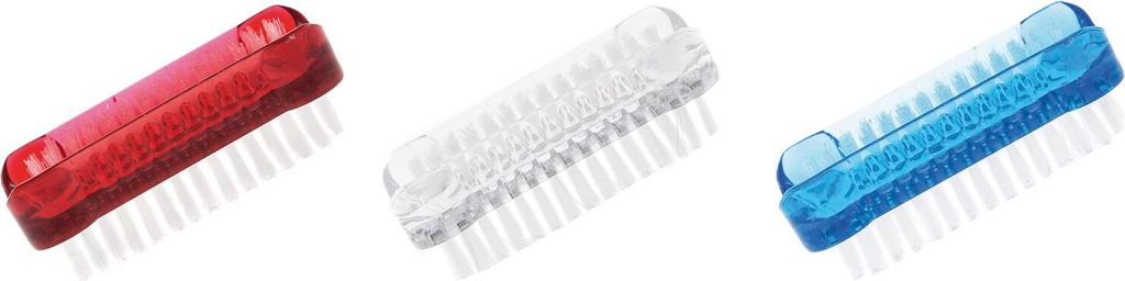 Masta Nagelbürste Nylon, Handbürste Reinigungsbürste Manikürebürste, doppelseitig für gründliche Reinigung, Nylon, rot blau transparent, 9 cm