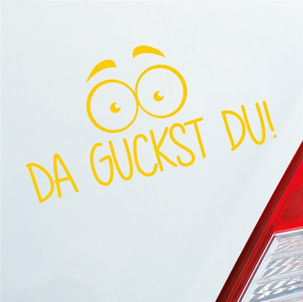 Auto Aufkleber Da guckst du! Augen wundern 19,4x10 cm Gelb Sticker Heckscheibenaufkleber