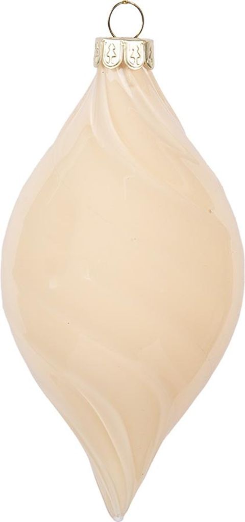 Clayre & Eef Weihnachtskugel Ø 7x13 cm Beige Glas