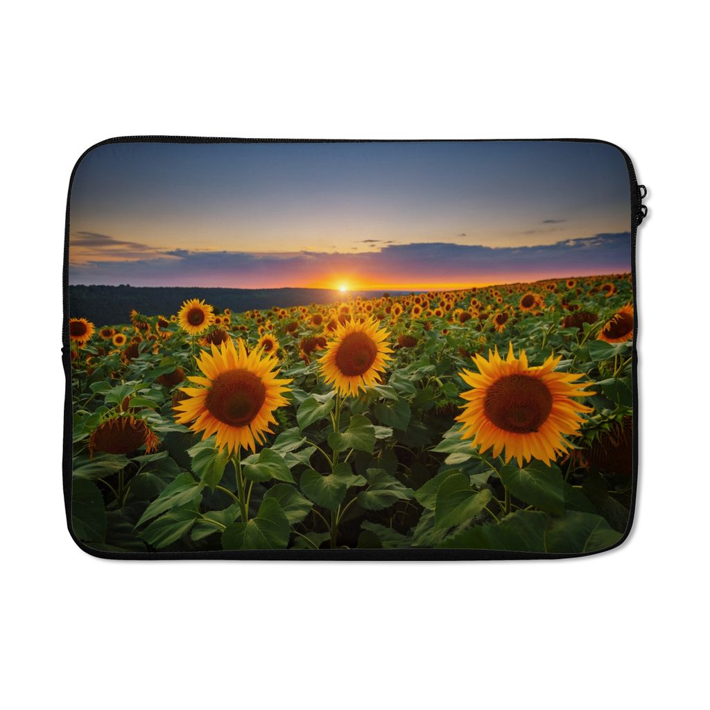 MuchoWow Laptop Hülle 14 ZollBlumen - Nacht - Sonnenuntergang - Sonnenblume - Horizont Laptoptasche - Laptoptasche - Stoßsicher - Schutzhaube