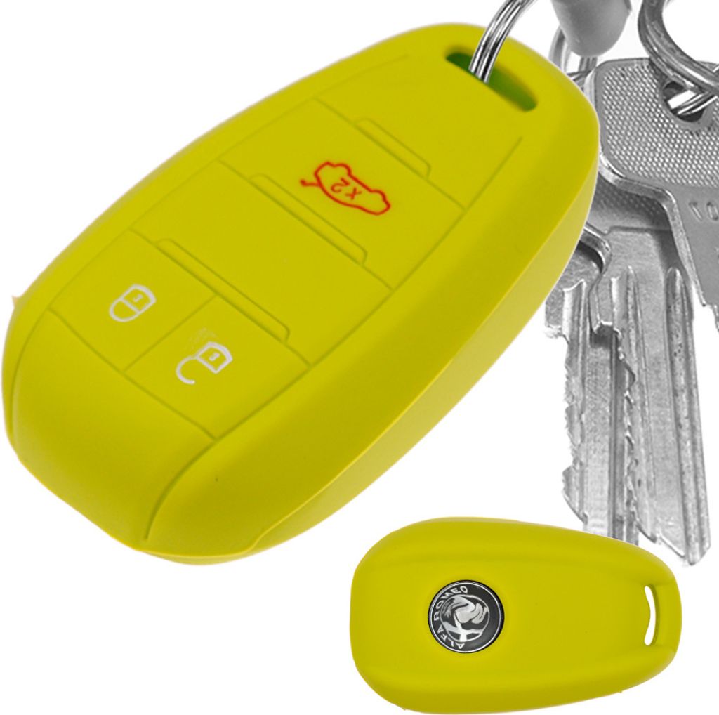 Auto Schlüssel Hülle Silikon Schutz Cover Apfelgrün kompatibel mit ALFA Romeo Giulia Stelvio Giulietta 3 Tasten KEYLESS SMARTKEY