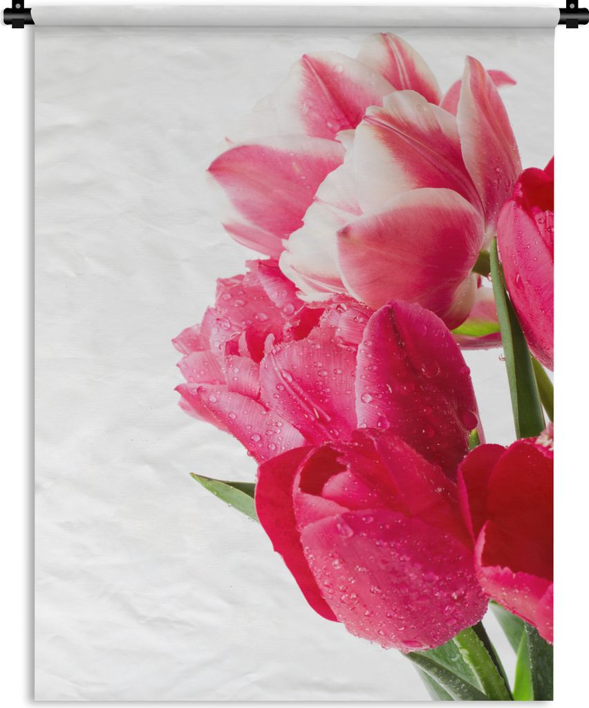 MuchoWow Wandteppich Wandbehang Rosa Tulpen 150x200 cm Tapisserie Dekoration Wandtuch - Wandaufhängung - Moderner