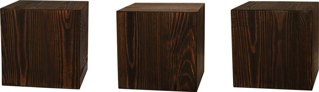 Holzsäule 20x20x20cm Satz von Drei, Blumensäule, Dekosäule, Bodenwindlicht-Ständer, Baumstamm Deko, Holzblock-Optik Säule, Natürliche Holzoptik
