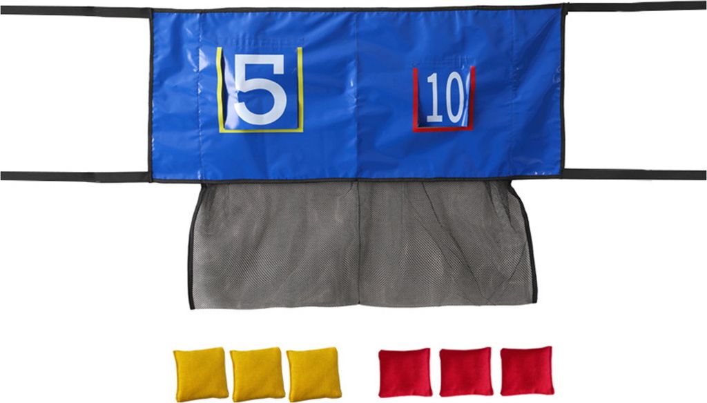 Trampolin-Wurfspiel Outdoor Garten Rasen Park Trampolin Wurfnetz Universal Kinder Erwachsene Trampolin Sandsäcke Wurfspiel