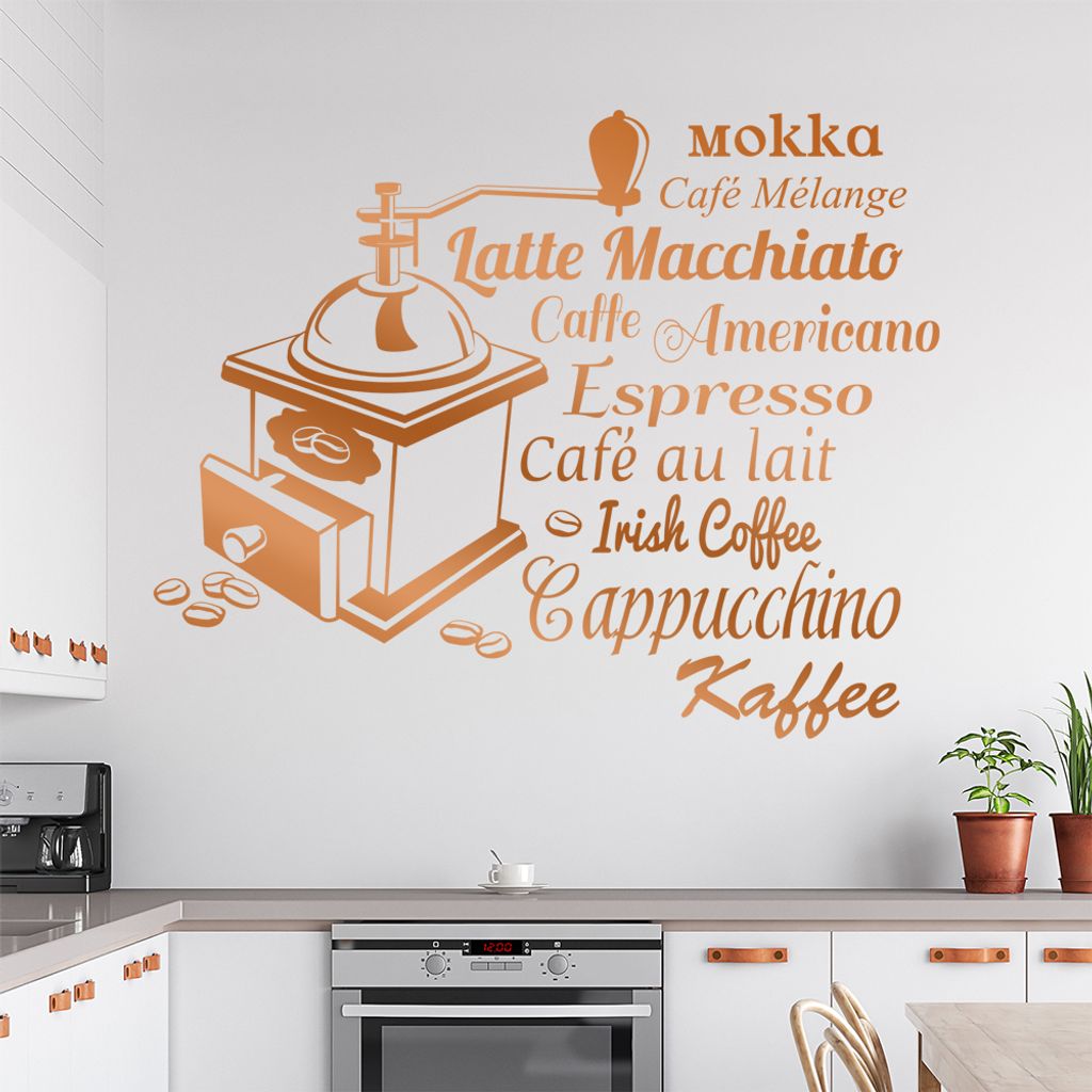 Wandtattoo Kaffee Nr. 3 Wandtattoo in 6 Größen - Wandaufkleber Wall Sticker - Dekoration, Küche, Wohnzimmer, Schlafzimmer, Badezimmer