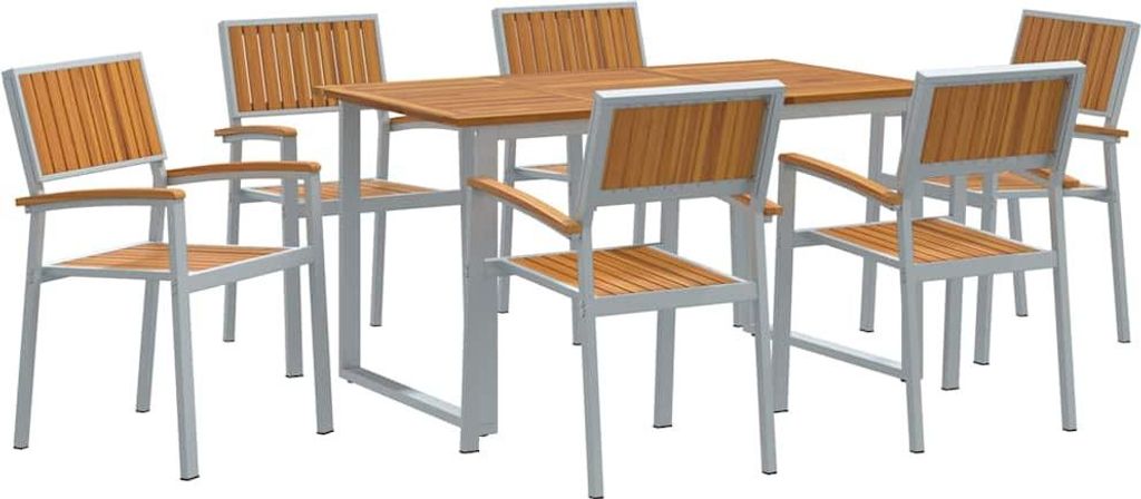 Garten Essgruppe 7 pcs Grau Massivholz Akazie