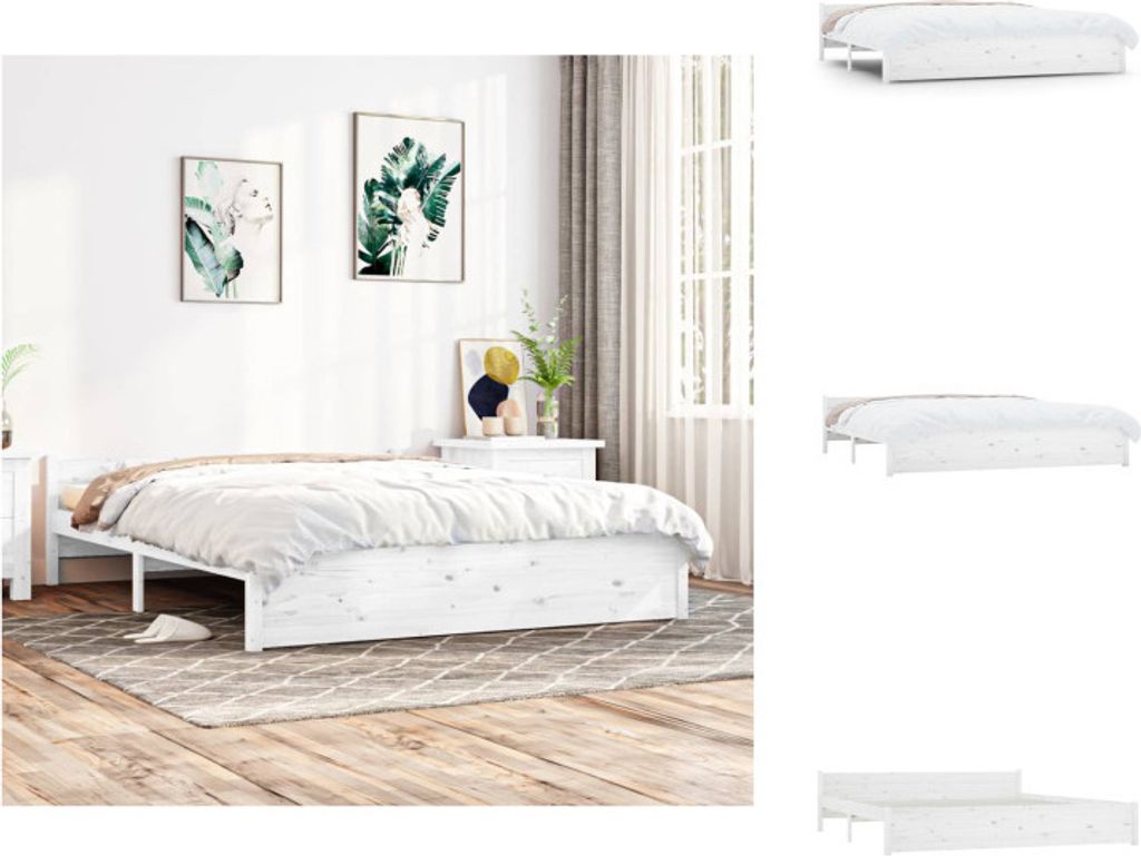 vidaXL Massivholzbett Weiß 180x200 cm - Betten & Bettgestelle