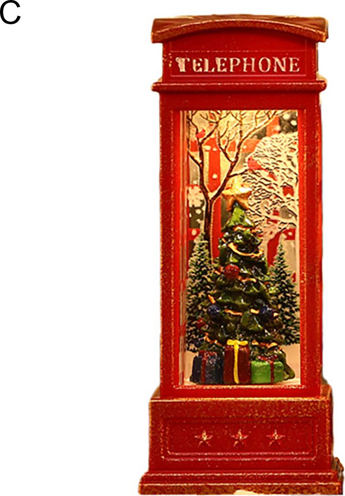 Weihnachtsverzierung Telefonkabine Form Cartoon Design Kunststoff leuchtet Santa Claus Style Light für Zuhause-C