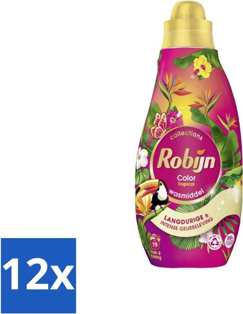 Robijn - Small & Powerful Color Tropical - Waschmittel - 19 Wäschen - 665 ml - Vorteilspack - 12 Stücke