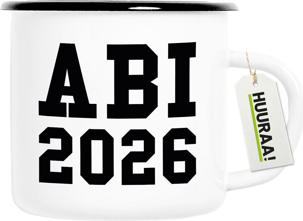 Huuraa Emaille Tasse ABI 2026 Abitur 300ml Vintage Campingbecher Geschenkidee