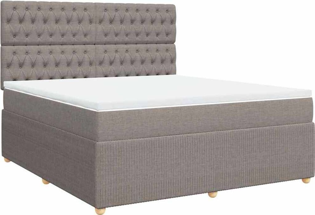 vidaXL Boxspringbett mit Matratze Taupe 180x200 cm Stoff