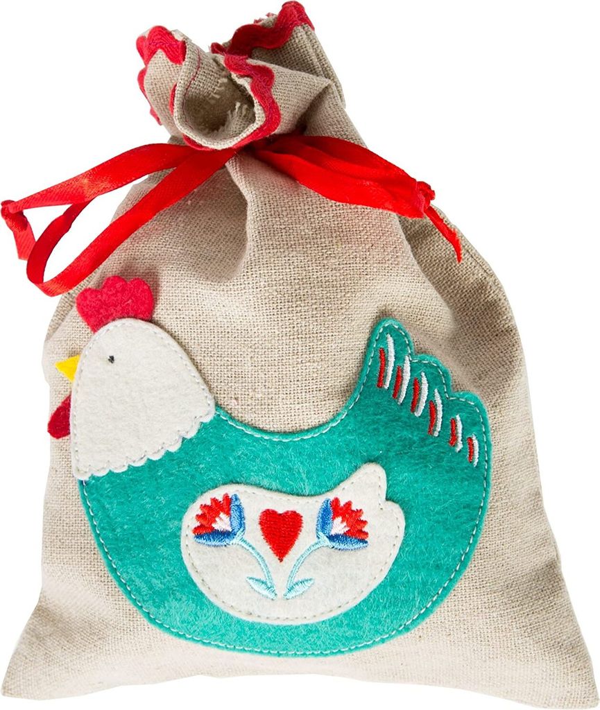 Sass & Belle Ostersäckchen aus Leinen mit Patchwork Henne Produktbild 