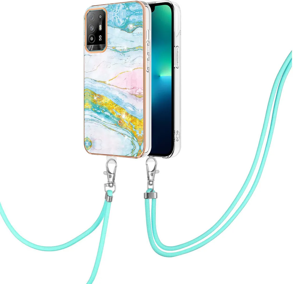 LINER Cover per Oppo A94 5G Cover, Ultra Sottile Custodia in TPU a Gradiente Colori, Trasparente Silicone Morbido Case Antiurto Cover per Oppo A94 5G, Blu/Rosa